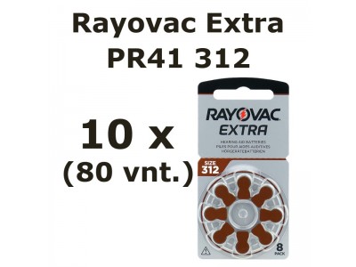 Rayovac Extra elementai klausos aparatams PR41 312, 80 vnt.