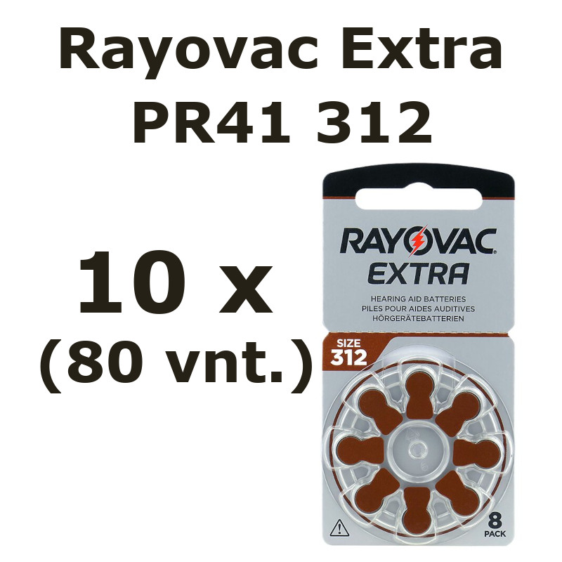 Rayovac Extra elementai klausos aparatams PR41 312, 80 vnt.