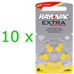 Rayovac Extra elementai klausos aparatams PR70 10, 60 vnt.