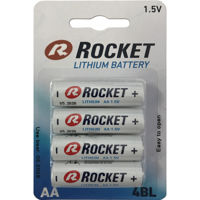 Rocket Lithium AA 1,5V 2900mAh elementas FR6, 4 vnt.
