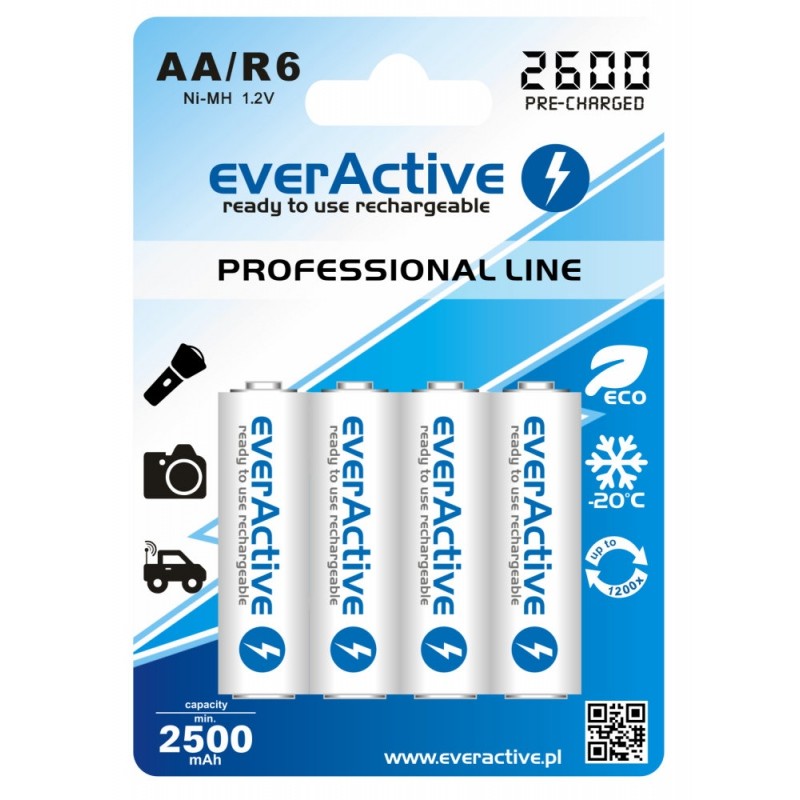 everActive Professional Ready to Use 2600mAh AA akumuliatorius, 4 vnt.