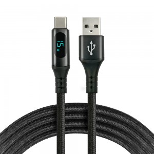 everActive 1m USB-A - USB-C 3A pintas kabelis su LCD ekranu CBB-1CBL