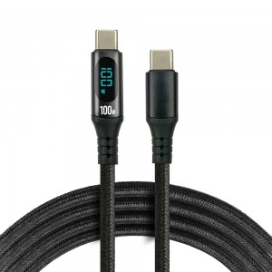 everActive 1m USB-C PD 3.0 5A 100W pintas kabelis su LCD ekranu CBB-1PD5L
