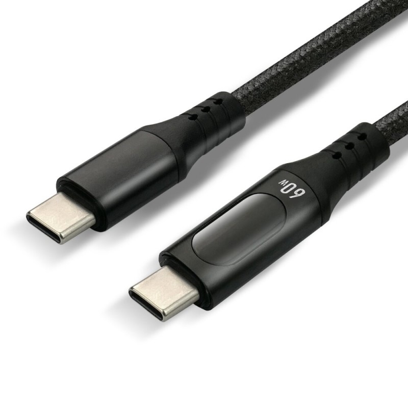 everActive 1m USB-C PD 3A 60W pintas kabelis su LCD ekranu CBB-1PDL