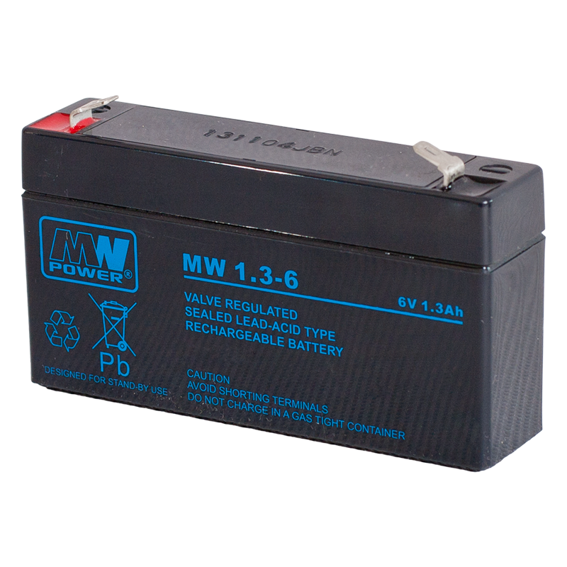 MWPower MW 6V 1.3Ah F1(187) AGM akumuliatorius, 6-9 metai