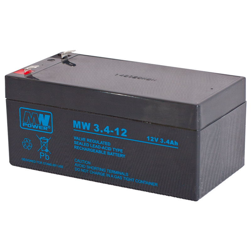 MWPower MW 12V 3.4Ah F1(187) AGM akumuliatorius, 6-9 metai