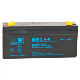 MWPower MW 6V 3.4Ah F1(187) AGM akumuliatorius, 6-9 metai