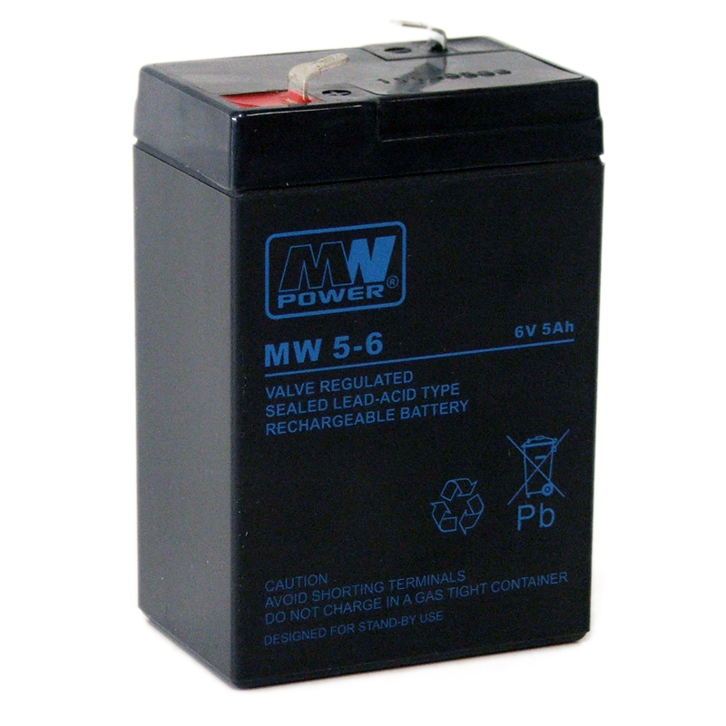 MWPower MW 6V 5Ah F1(187) AGM akumuliatorius, 6-9 metai