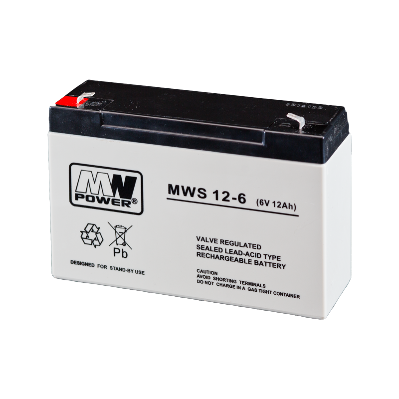 MWPower MWS 6V 12Ah F1(187) AGM akumuliatorius, 5 metai