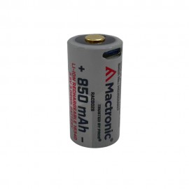 Mactronic 850mAh 3,06Wh 3,6V 16340 CR123 USB-C įkraunamas akumuliatorius su PCB RAC0028