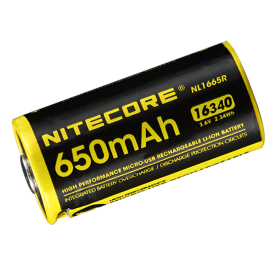 Nitecore micro-USB įkraunamas 3,6V 650mAh 16340 akumuliatorius NL1665R
