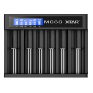 Xtar universalus 6 x Ni-MH ir 3.6/3.7V Li-ion akumuliatorių įkroviklis su LCD ekranu MC6C