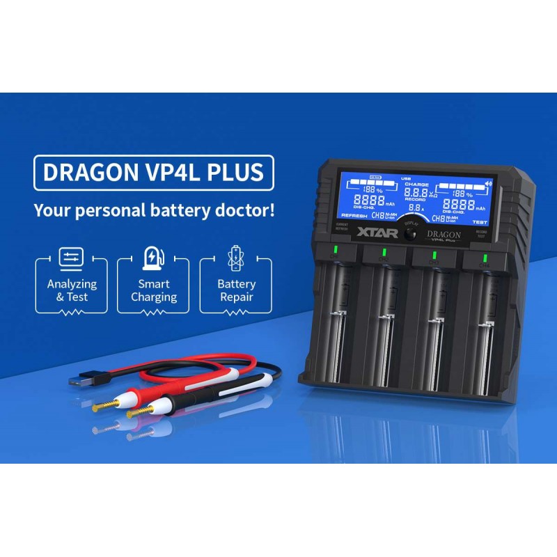 Xtar universalus 4 x Li-ion ir Ni-MH akumuliatorių įkroviklis su LCD ekranu VP4L PLUS DRAGON