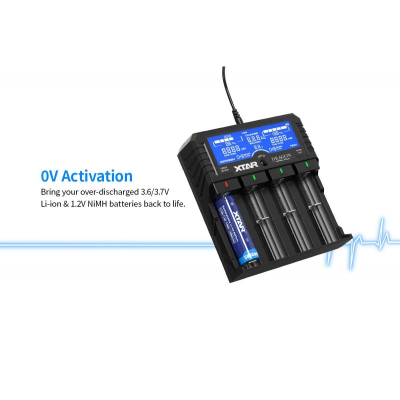 Xtar universalus 4 x Li-ion ir Ni-MH akumuliatorių įkroviklis su LCD ekranu VP4L PLUS DRAGON