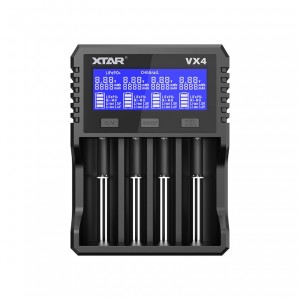 Xtar 4 x Ni-MH, 1.5/3.6/3.7V Li-ion ir 3.2V LiFePO4 akumuliatorių kroviklis su LCD ekranu + PD 20W maitinimo šaltinis VX4-SET